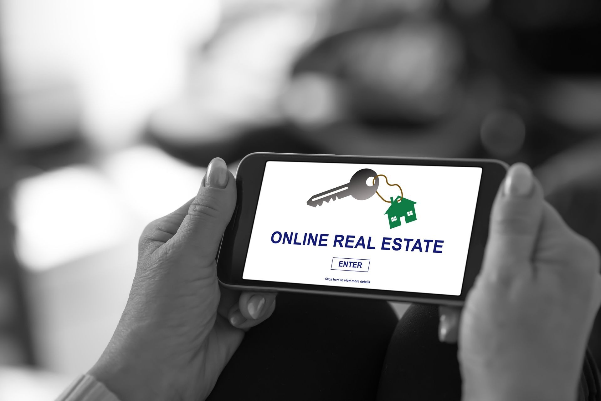 Smartphone screen displaying an online real estate concept